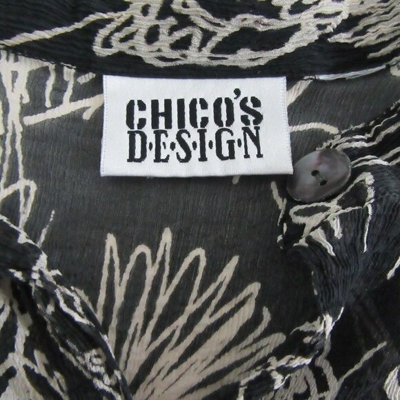 Chico's Black Floral Print Sheer Top - Picture 7 of 7